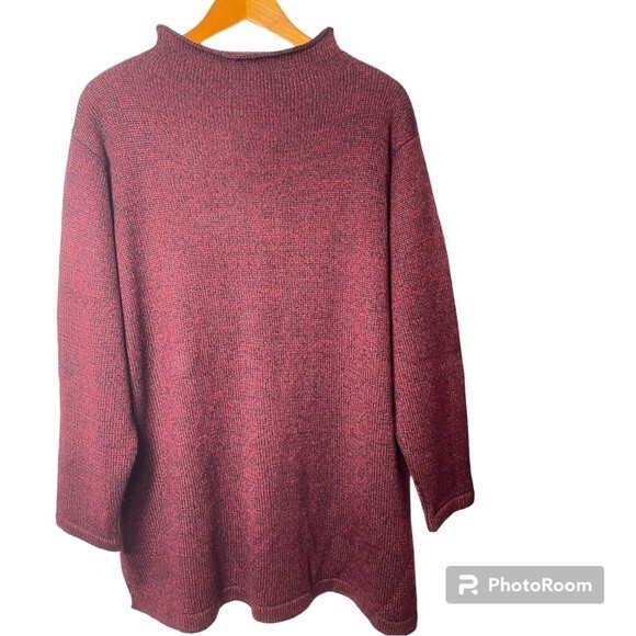 Joau Bass Red Black Wool Blend Sweater Woman's Size 1x - Picture 3 of 7